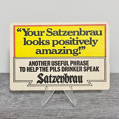 Vintage Satzenbrau The Official Language Of The Pils Drinker Retro Card Beer Mat