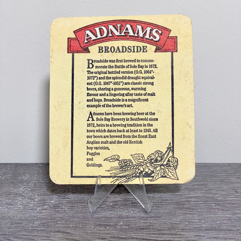 Vintage Adnams Broadside Brewed At Sole Bay Brewery Southwold Beer Mat Coaster