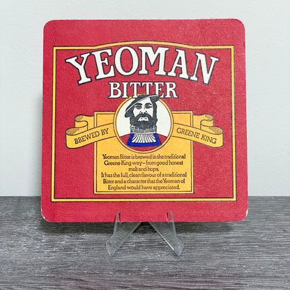 Vintage Yeoman Bitter Brewed Greene King The Bedfordshire Yeomanry Beer Mat Rare