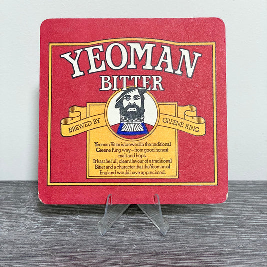 Vintage Yeoman Bitter Brewed Greene King The Bedfordshire Yeomanry Beer Mat Rare