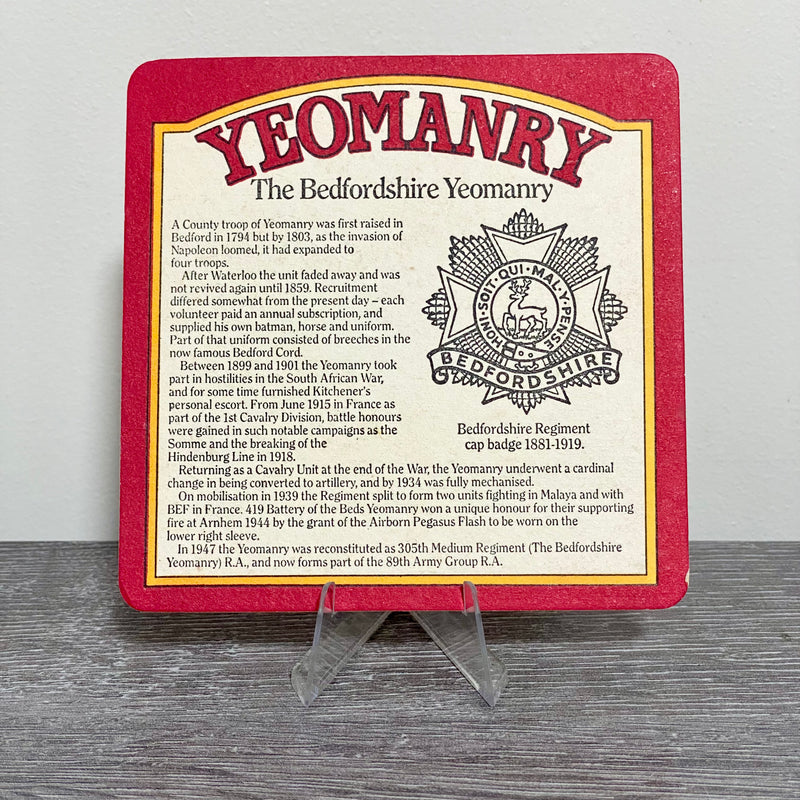 Vintage Yeoman Bitter Brewed Greene King The Bedfordshire Yeomanry Beer Mat Rare