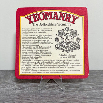 Vintage Yeoman Bitter Brewed Greene King The Bedfordshire Yeomanry Beer Mat Rare