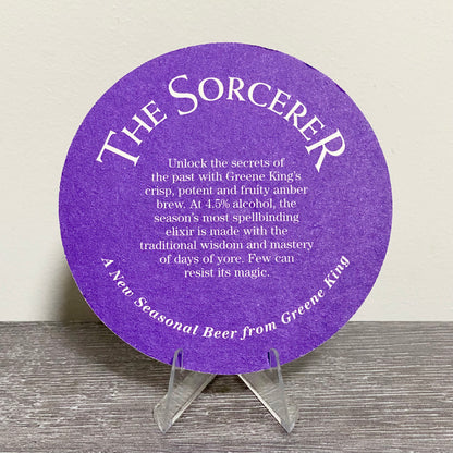 Vintage The Sorcerer By Greene King Round Retro Collectible Beer Mat Coaster