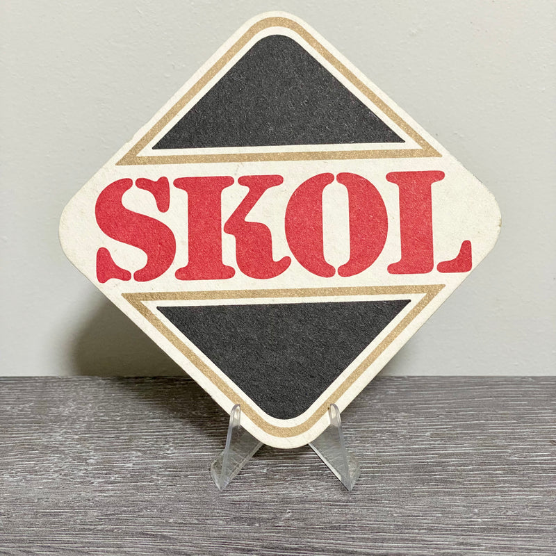 Vintage SKOL Lager Square Retro Collectible Beer Coaster Home Bar Pub Mat Rare