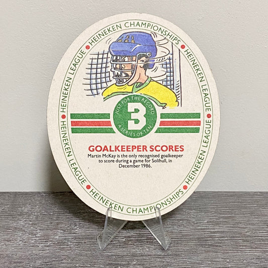Vintage Heineken League Goalkeeper Scores No.3 Beer Mat Collectible Coaster Rare