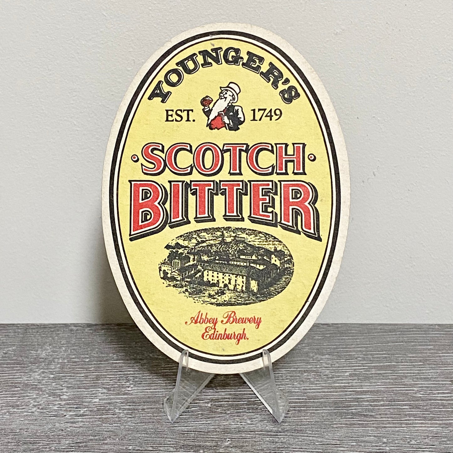 Vintage Younger’s Scotch Bitter Abbey Brewery Beer Mat Collectible Coaster Rare