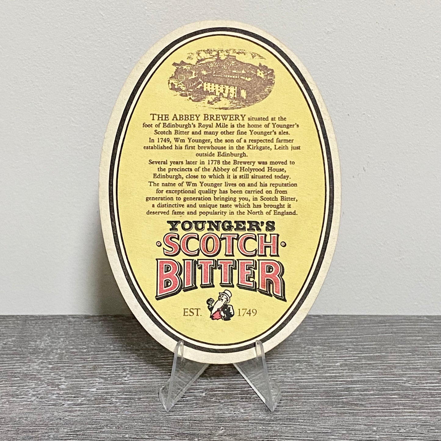 Vintage Younger’s Scotch Bitter Abbey Brewery Beer Mat Collectible Coaster Rare