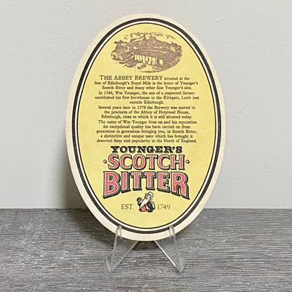 Vintage Younger’s Scotch Bitter Abbey Brewery Beer Mat Collectible Coaster Rare
