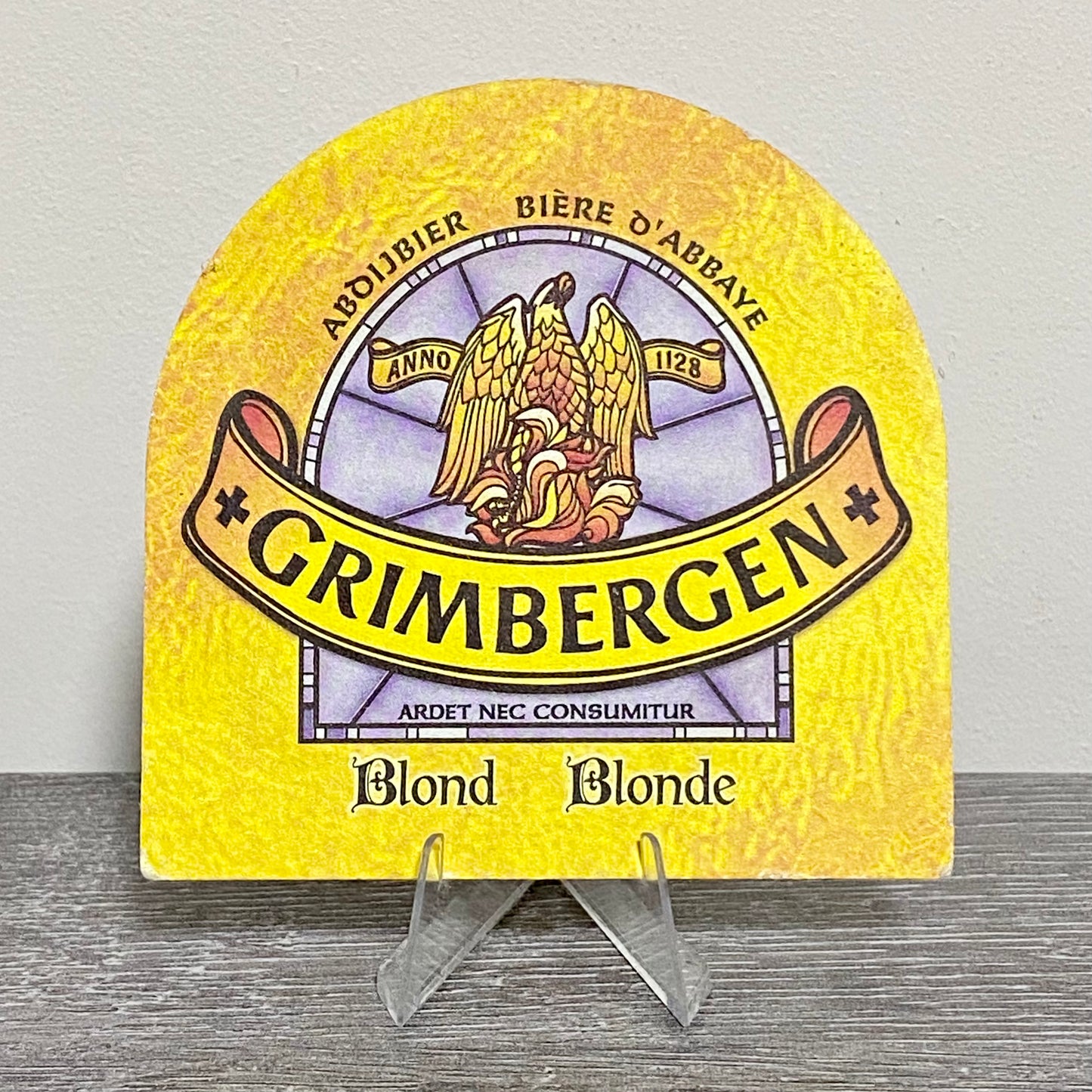 Vintage Grimbergen Blonde Belgian Beer Mat Collectible Coaster Brussels Cafes