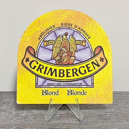 Vintage Grimbergen Blonde Belgian Beer Mat Collectible Coaster Brussels Cafes