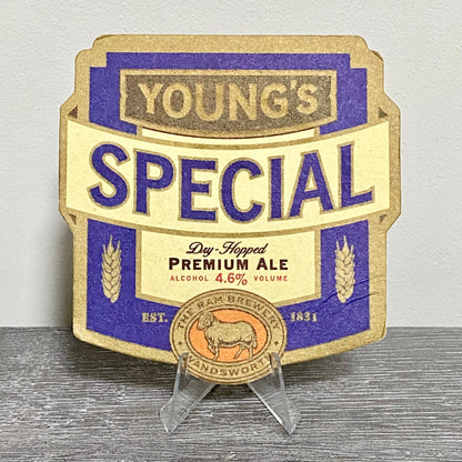 Vintage Young’s Special Premium Ale Beer Mat Est. 1831 Collectible Coaster 1990s