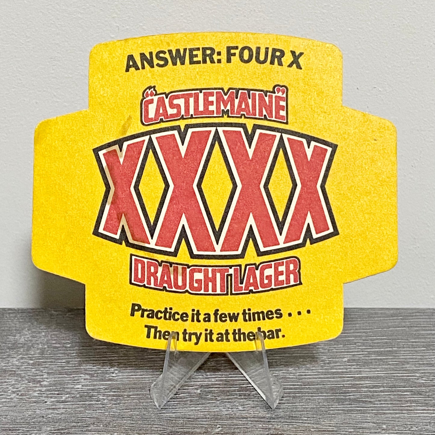 Vintage Castlemaine XXXX Draught Lager IQ Test Beer Mat Collectible Pub Coaster