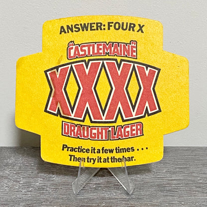 Vintage Castlemaine XXXX Draught Lager IQ Test Beer Mat Collectible Pub Coaster