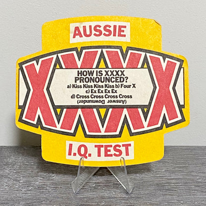 Vintage Castlemaine XXXX Draught Lager IQ Test Beer Mat Collectible Pub Coaster