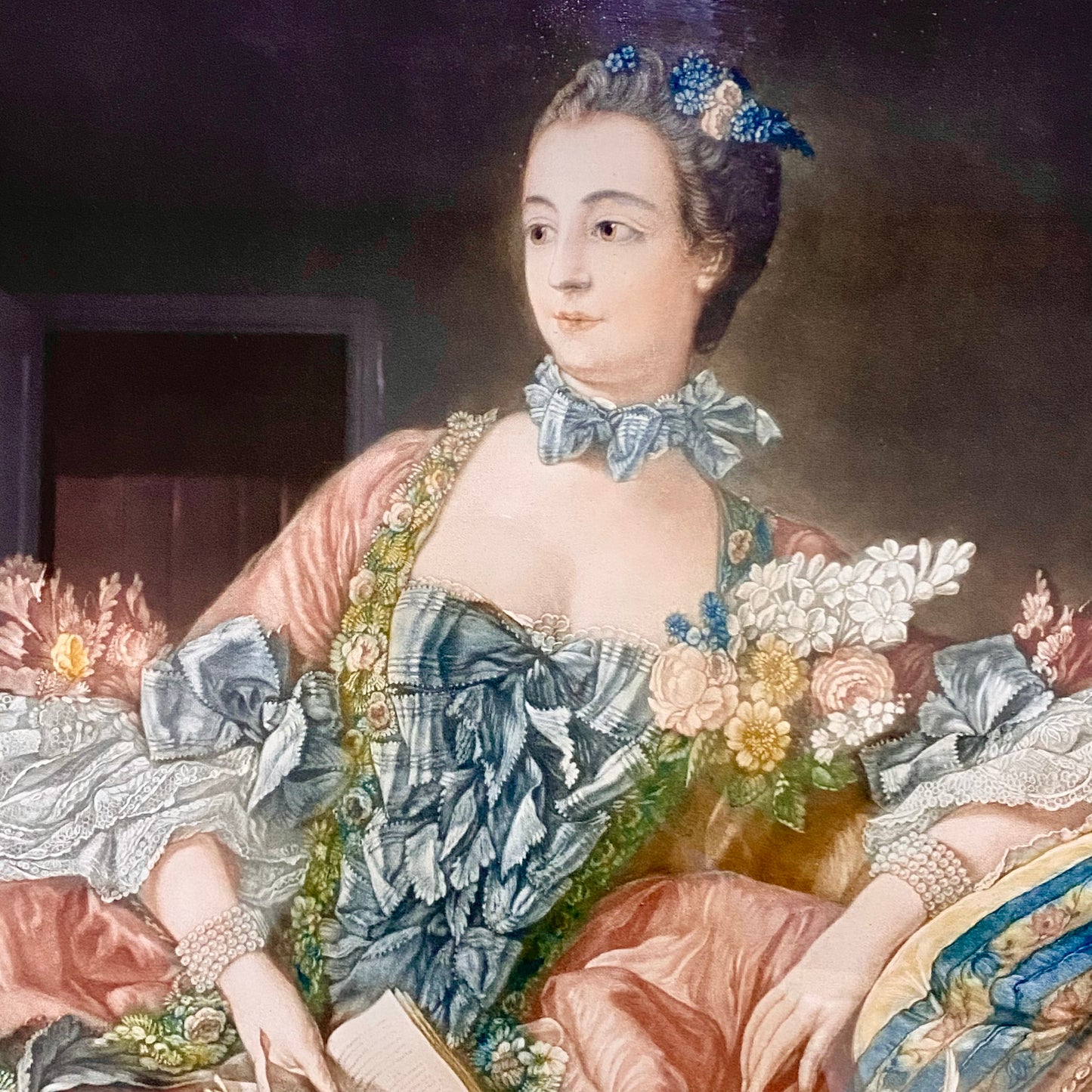 Antique 19th Century Madame De Pompadour Engraving By Charles Bird Framed Rare