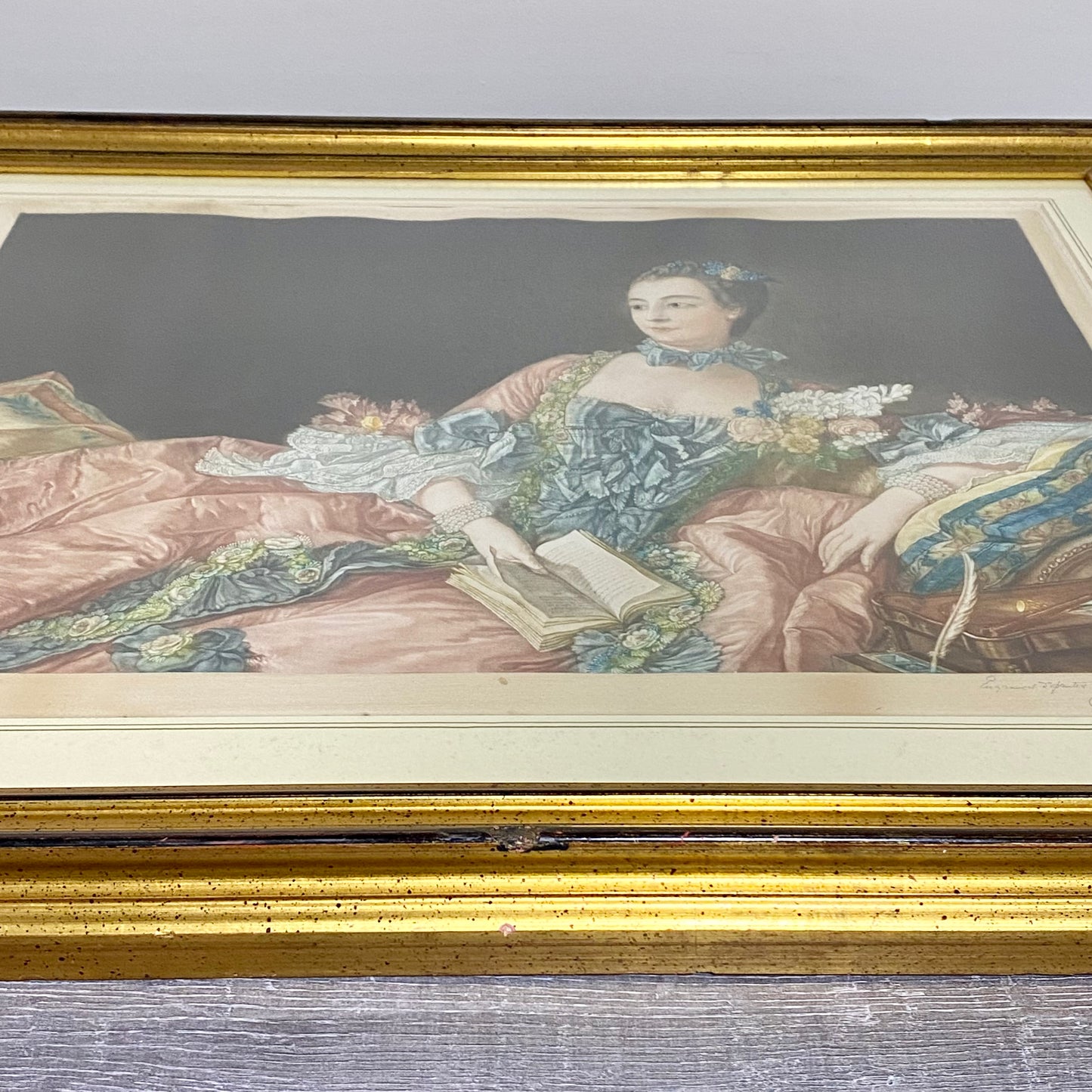 Antique 19th Century Madame De Pompadour Engraving By Charles Bird Framed Rare