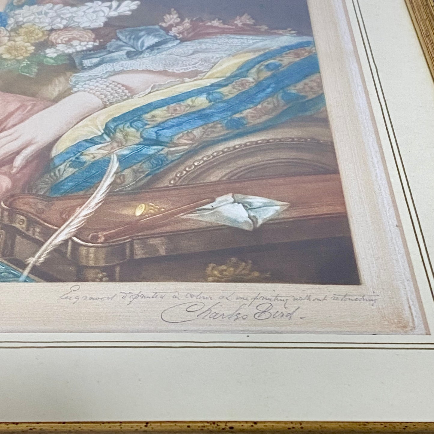 Antique 19th Century Madame De Pompadour Engraving By Charles Bird Framed Rare