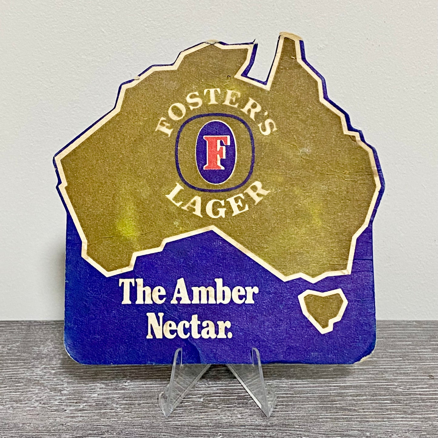 Vintage Foster’s Lager Amber Nectar Beer Mat Collectible Australia Map Coaster