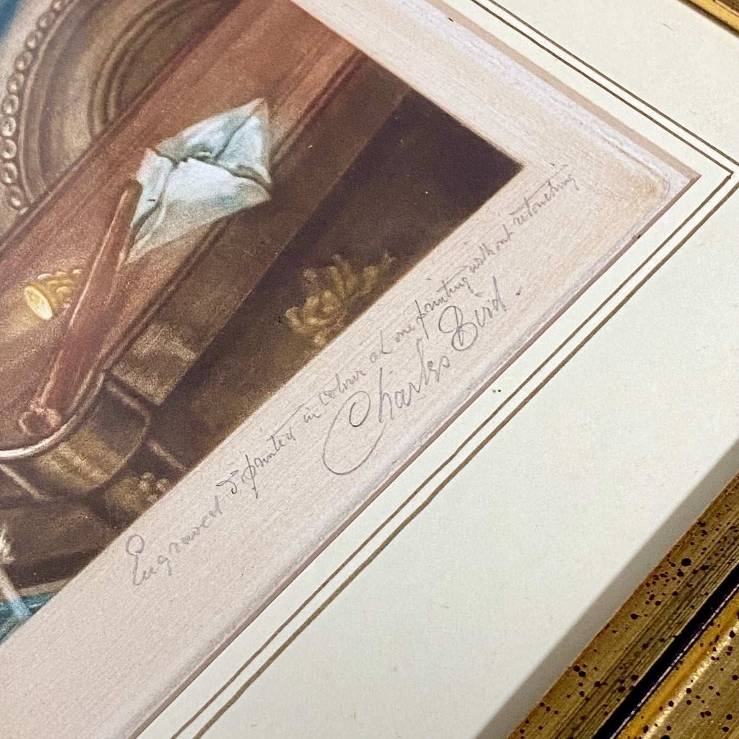 Antique 19th Century Madame De Pompadour Engraving By Charles Bird Framed Rare