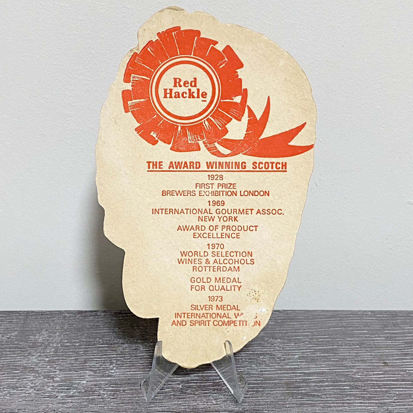 Vintage Red Hackle Scotch Whisky Brewery Beer Mat Collectible 1970s Coaster Rare