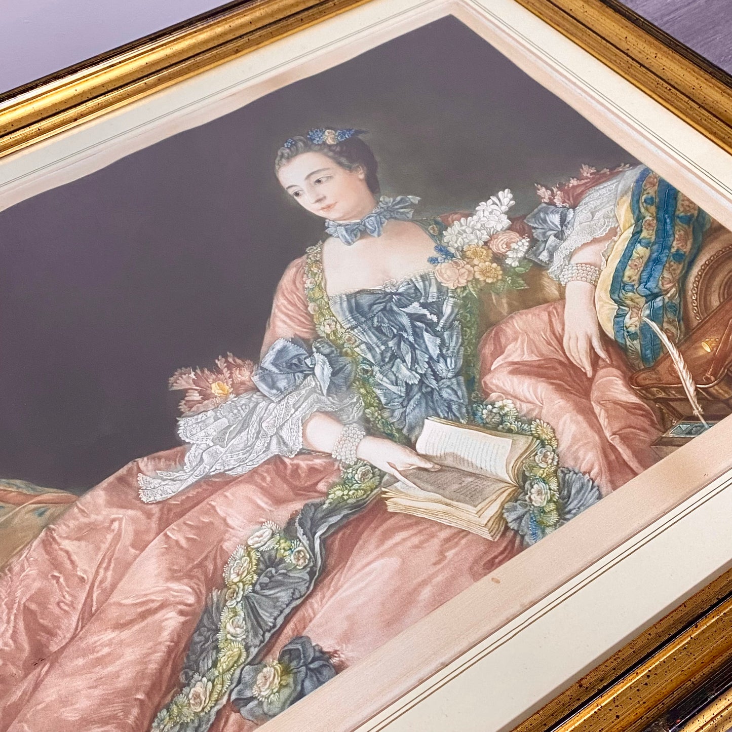 Antique 19th Century Madame De Pompadour Engraving By Charles Bird Framed Rare