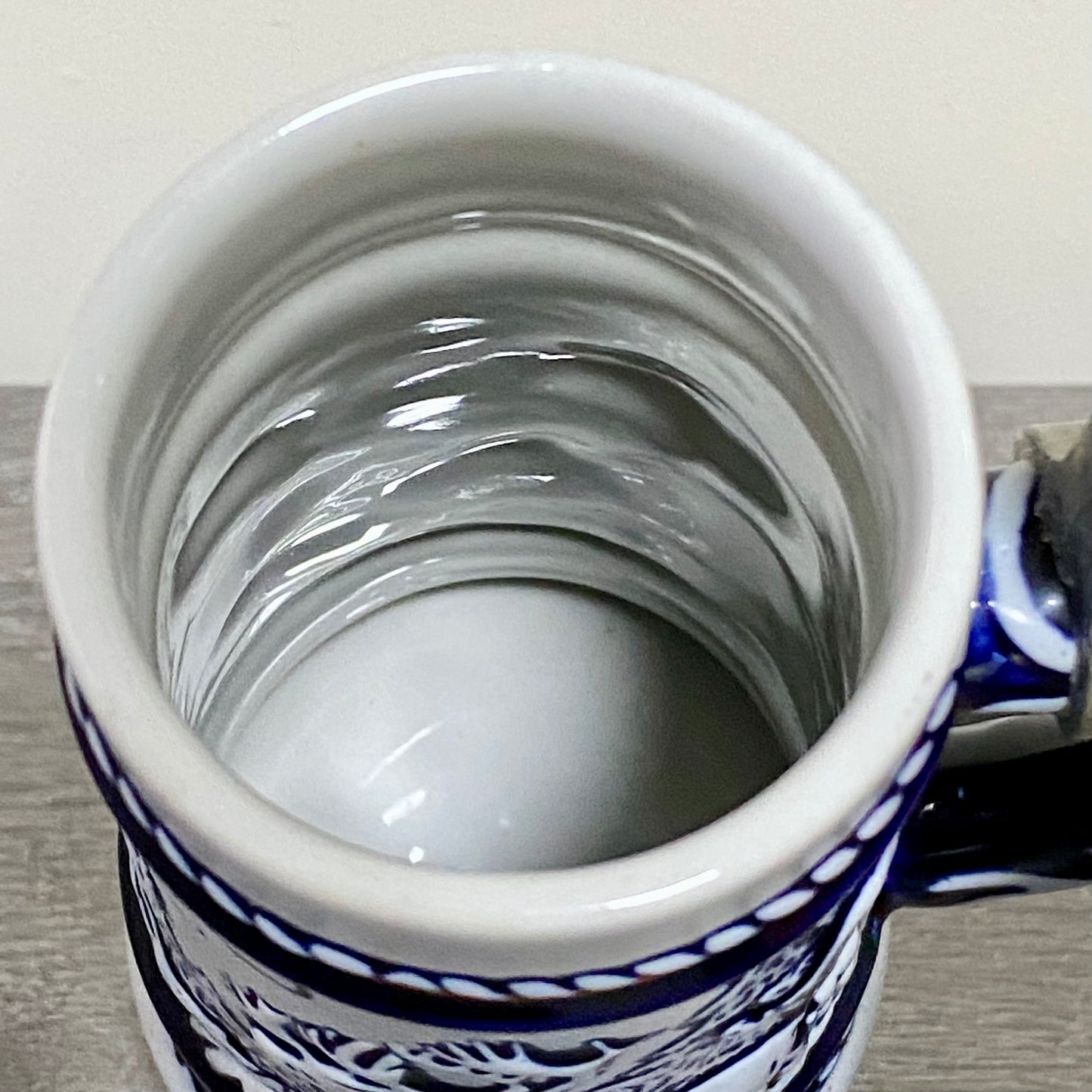 Vintage Avon Rocky Mountain Moose Ceramic Beer Stein Blue 1976 Tankard With Lid