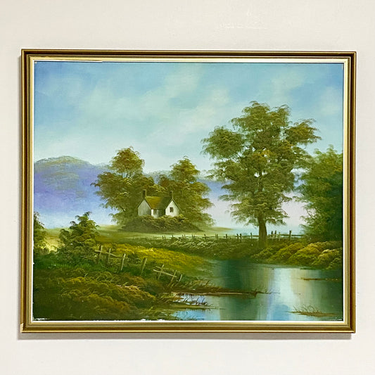 Vintage Landscape River Oil On Canvas Painting Signed By P Wilson Framed Rare
