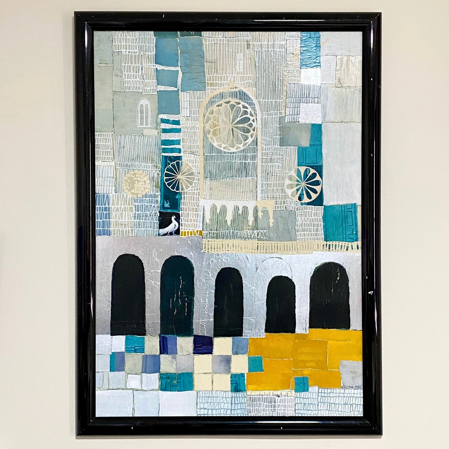 Vintage Original Collage La Cattedrale Fine Art Signed Rosina Wachtmeister 1985