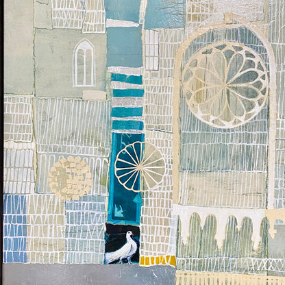 Vintage Original Collage La Cattedrale Fine Art Signed Rosina Wachtmeister 1985