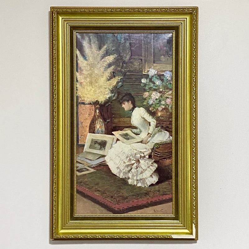 Antique Viewing The Portfolio Oil Painting After Giuseppe De Sanctis 1884 Signed