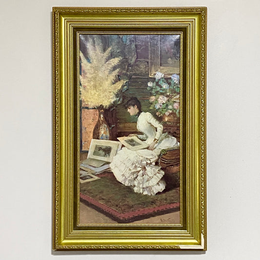 Antique Viewing The Portfolio Oil Painting After Giuseppe De Sanctis 1884 Signed