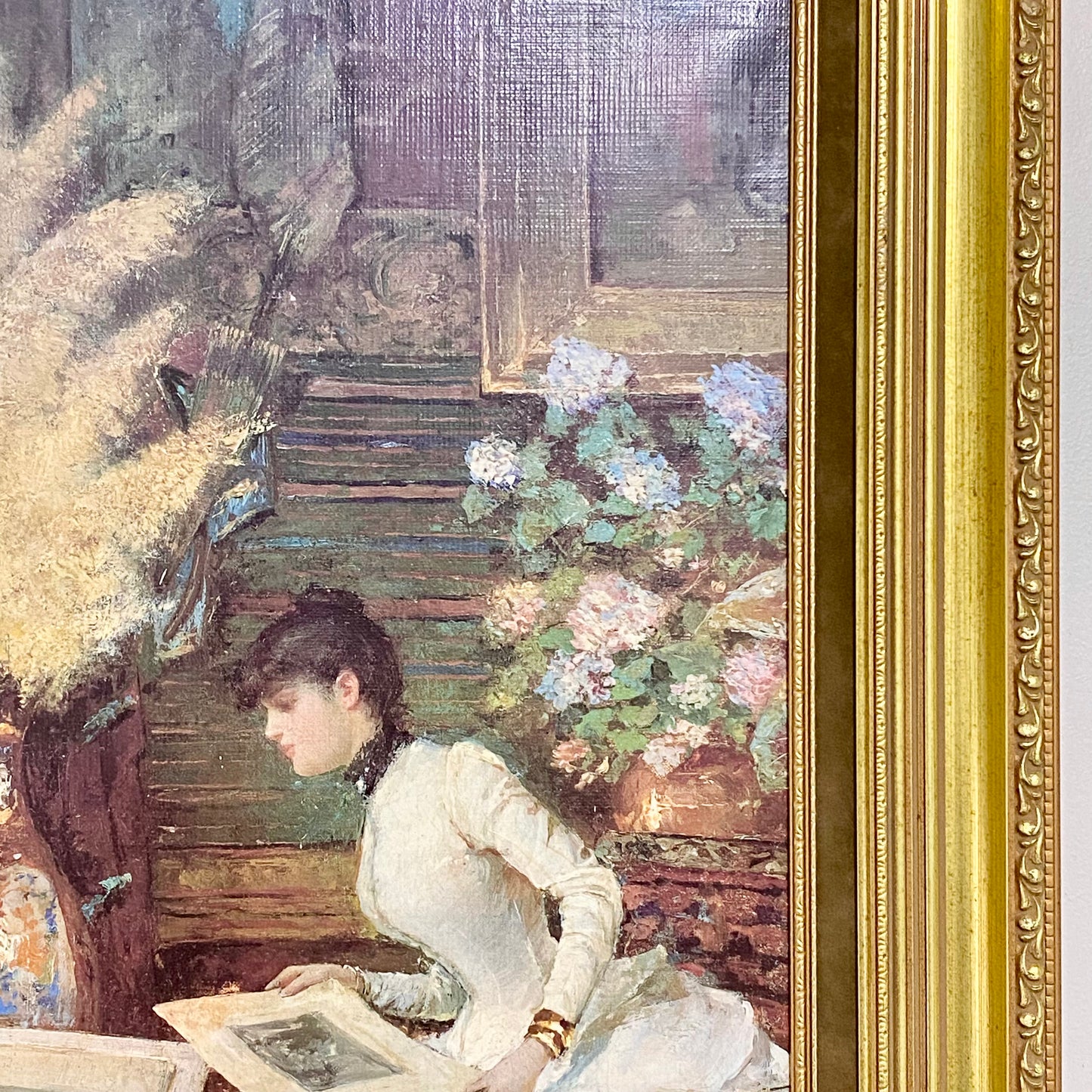 Antique Viewing The Portfolio Oil Painting After Giuseppe De Sanctis 1884 Signed