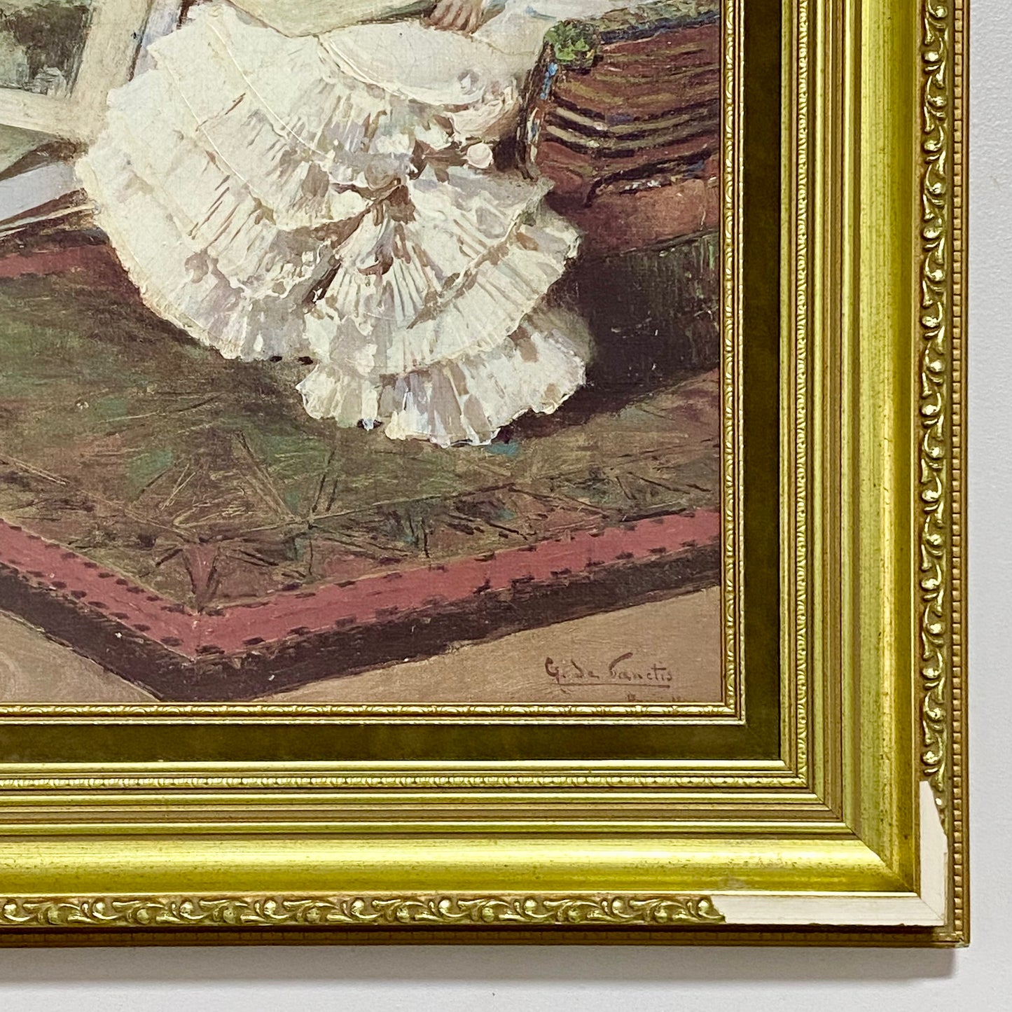 Antique Viewing The Portfolio Oil Painting After Giuseppe De Sanctis 1884 Signed