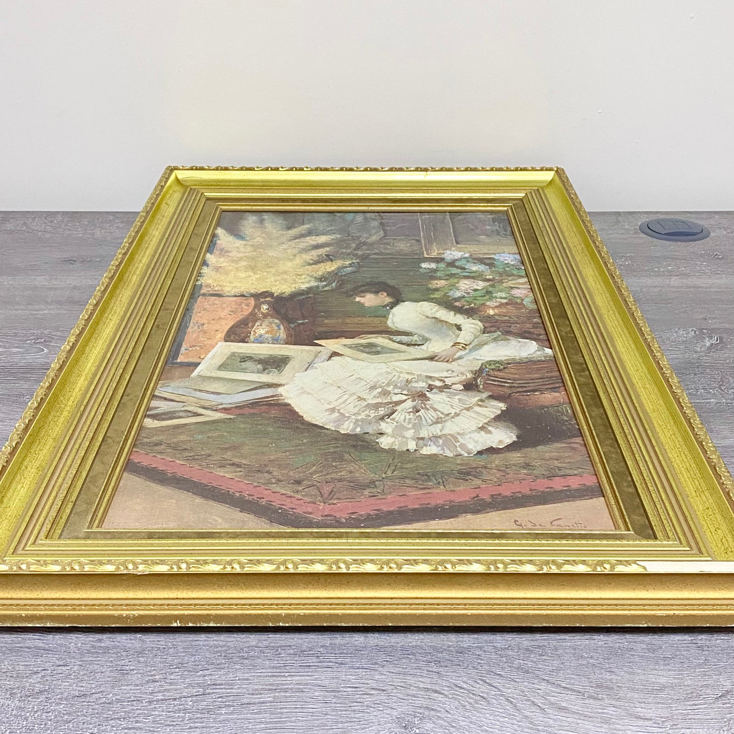 Antique Viewing The Portfolio Oil Painting After Giuseppe De Sanctis 1884 Signed