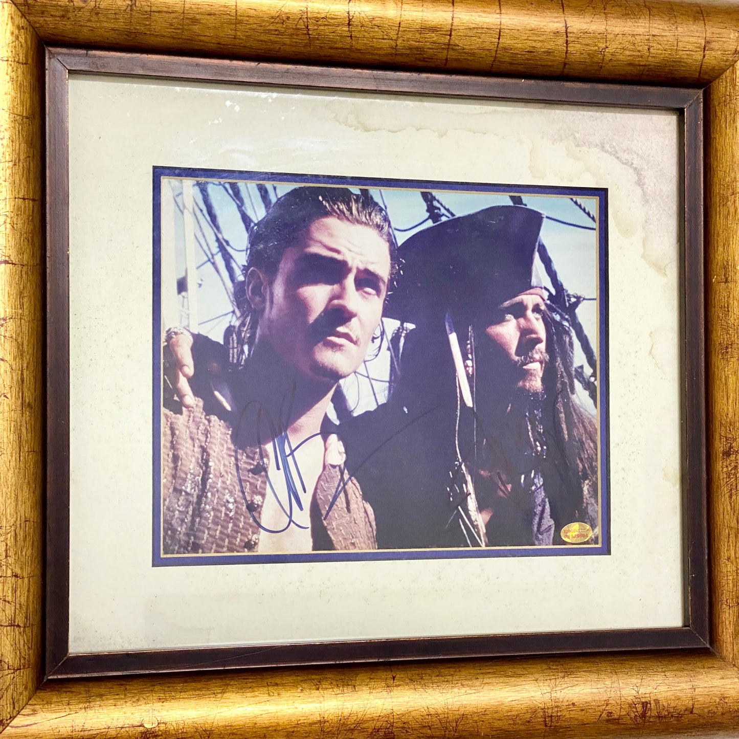Johnny Depp & Orlando Bloom Pirates Of The Caribbean PSA Signed Art Framed Rare