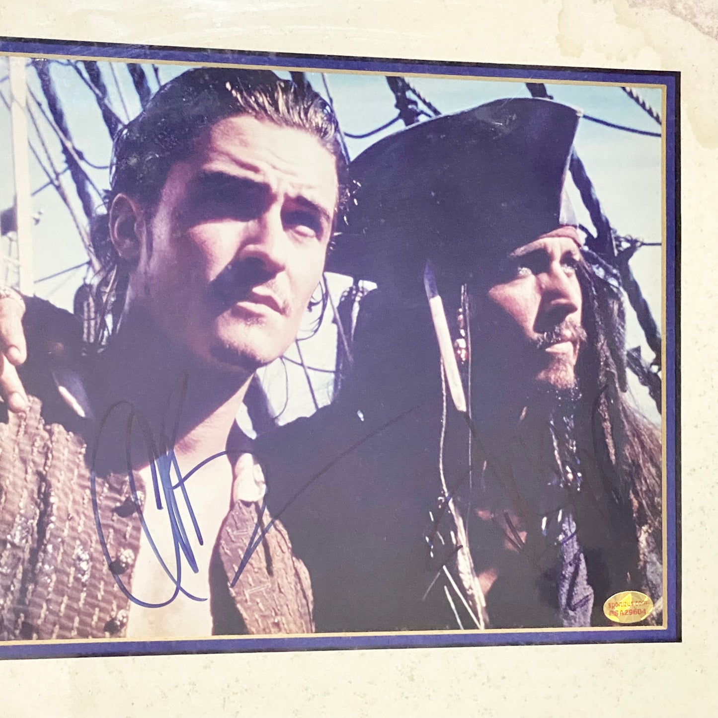 Johnny Depp & Orlando Bloom Pirates Of The Caribbean PSA Signed Art Framed Rare