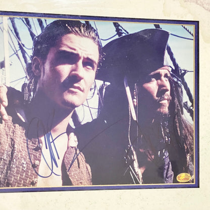 Johnny Depp & Orlando Bloom Pirates Of The Caribbean PSA Signed Art Framed Rare