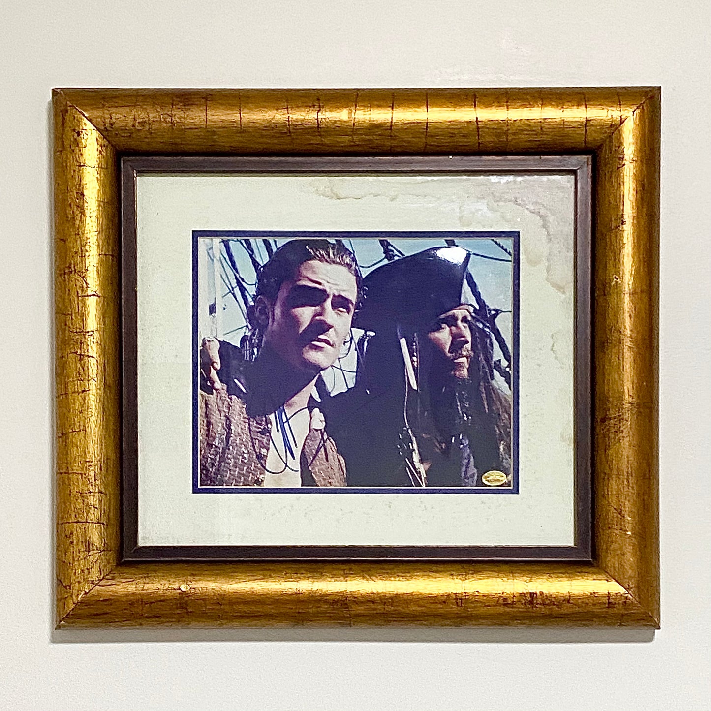 Johnny Depp & Orlando Bloom Pirates Of The Caribbean PSA Signed Art Framed Rare