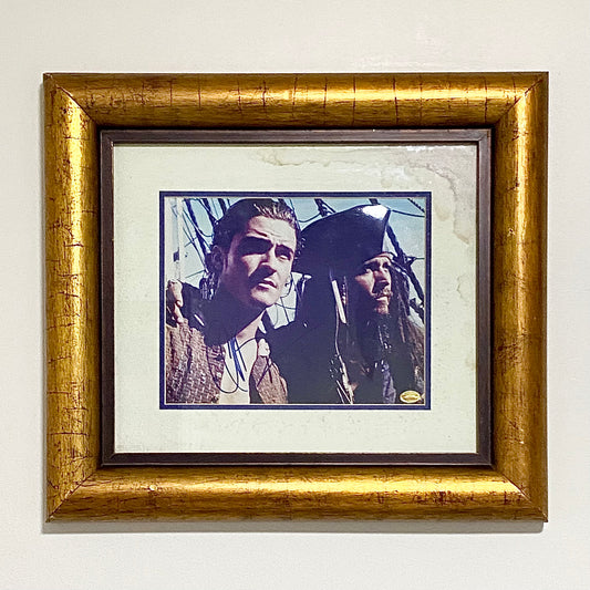 Johnny Depp & Orlando Bloom Pirates Of The Caribbean PSA Signed Art Framed Rare