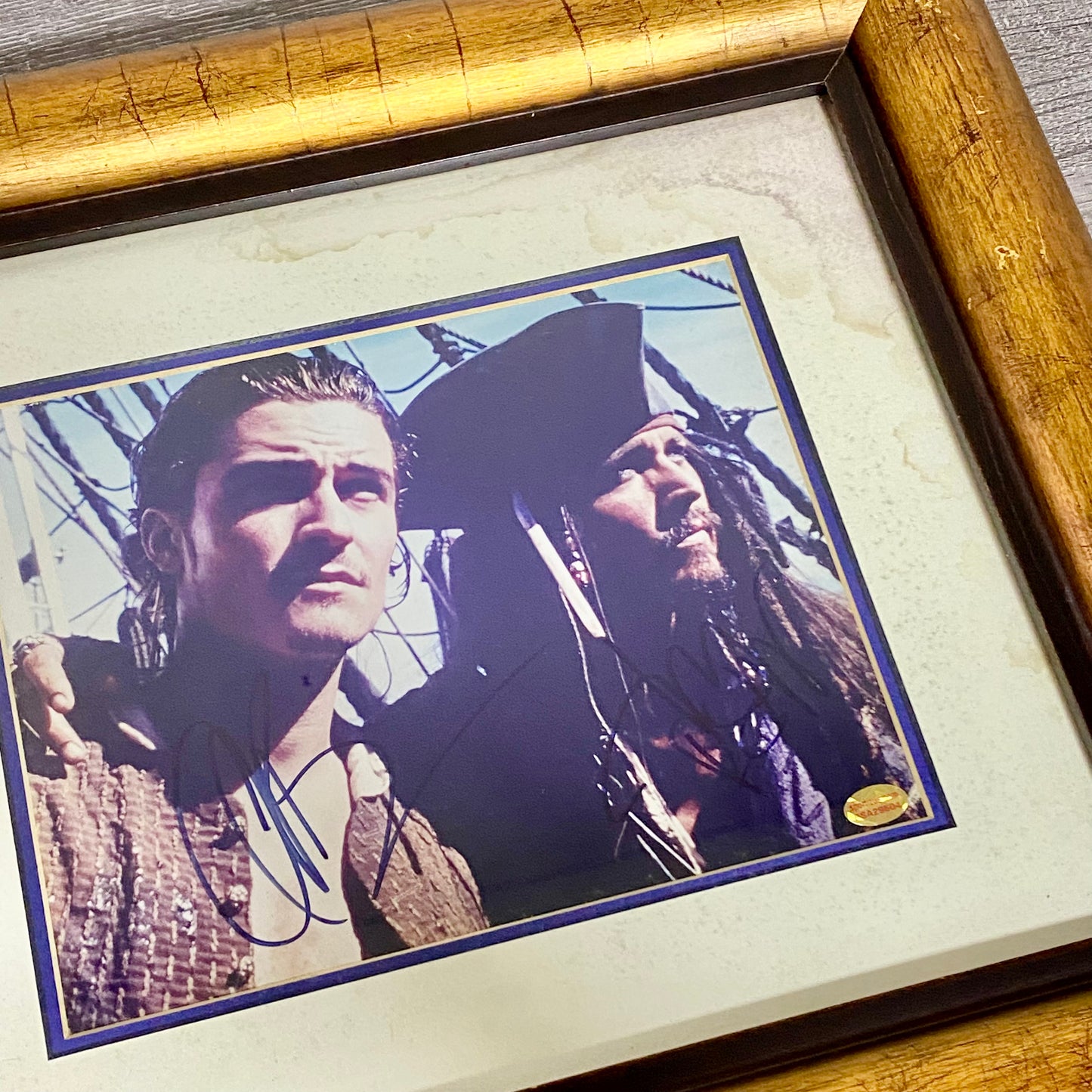Johnny Depp & Orlando Bloom Pirates Of The Caribbean PSA Signed Art Framed Rare