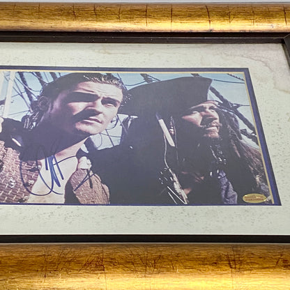 Johnny Depp & Orlando Bloom Pirates Of The Caribbean PSA Signed Art Framed Rare