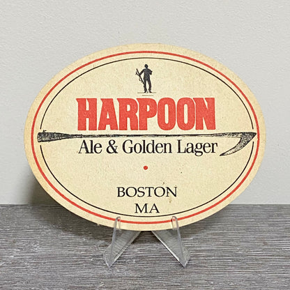 Vintage Harpoon Ale & Golden Lager Brewery Beer Mat Boston Collectible Coaster