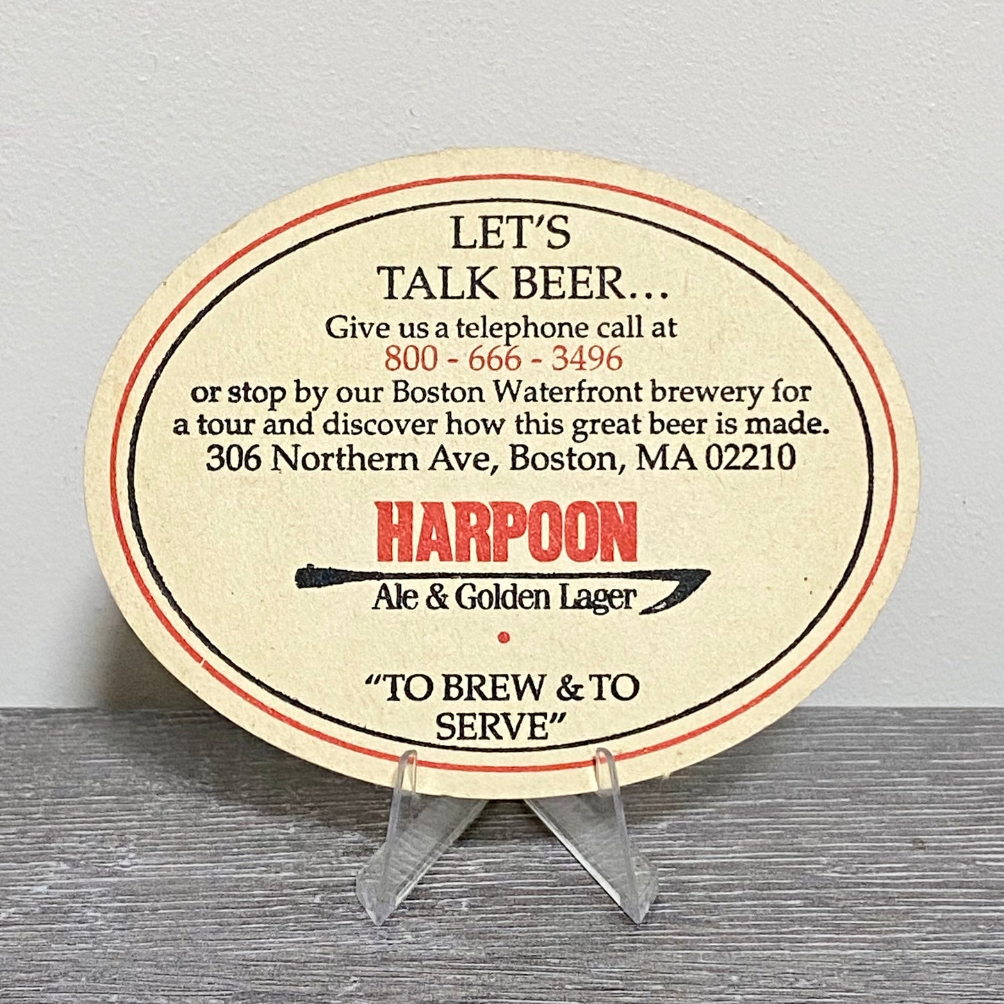 Vintage Harpoon Ale & Golden Lager Brewery Beer Mat Boston Collectible Coaster