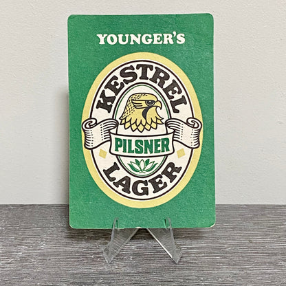 Vintage William Younger’s Kestrel Pilsner Lager Beer Mat Collectible Pub Coaster