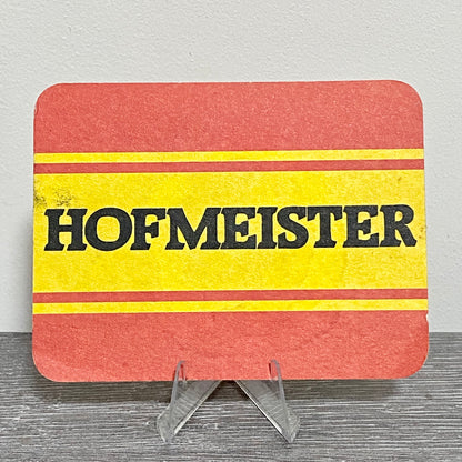 Vintage Hofmeister Red & Yellow Brewery Beer Mat Collectible 1980s Coaster Rare