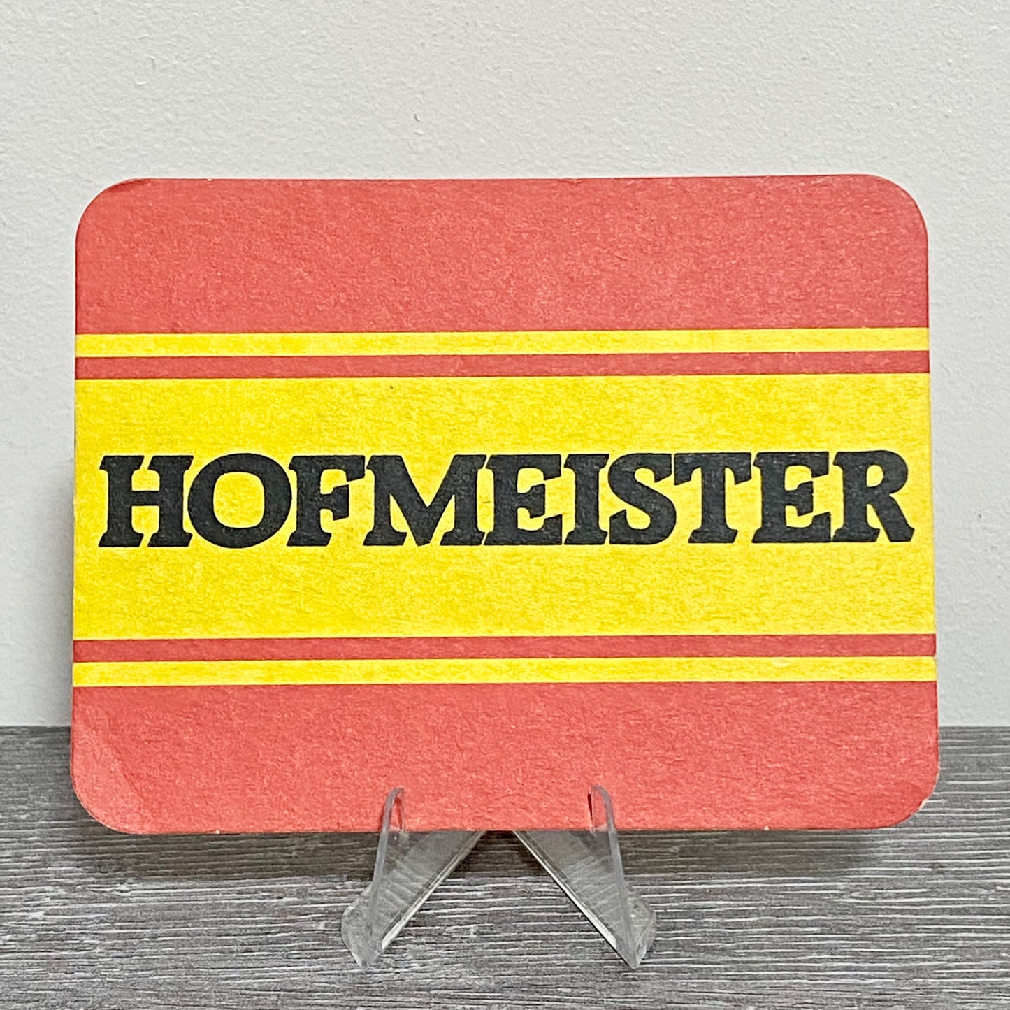 Vintage Hofmeister Red & Yellow Brewery Beer Mat Collectible 1980s Coaster Rare