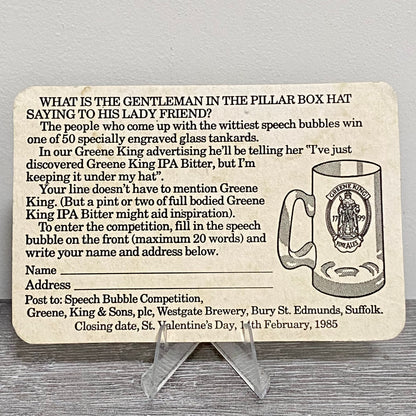 Vintage Competition Greene King Advertisement Beer Mat Collectible Coaster Rare
