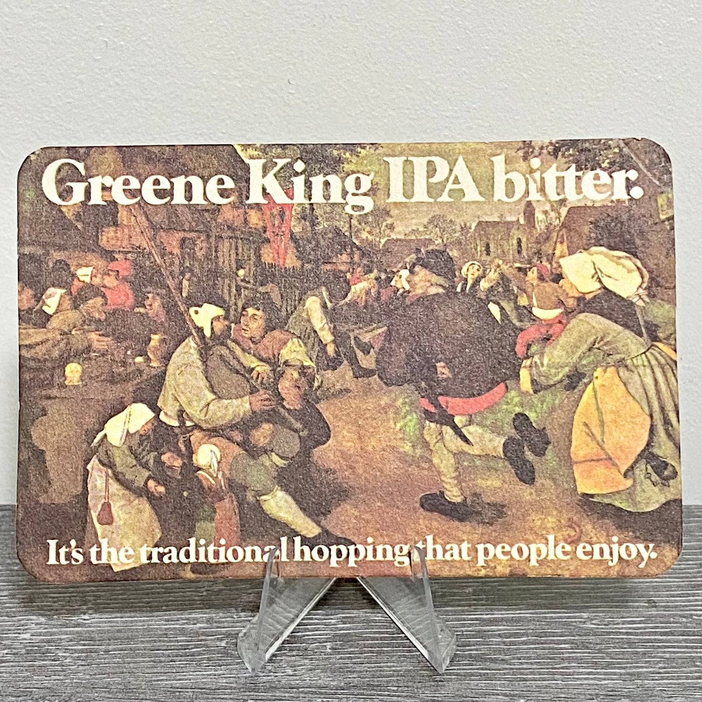 Vintage Greene King IPA Bitter Brewery Beer Mat Collectible 1980s Coaster Rare
