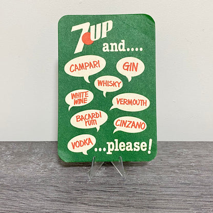 Vintage 7UP and Whisky Gin Vodka Promo Beer Mat Collectible 1980s Retro Coaster