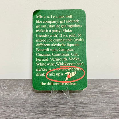 Vintage 7UP and Whisky Gin Vodka Promo Beer Mat Collectible 1980s Retro Coaster